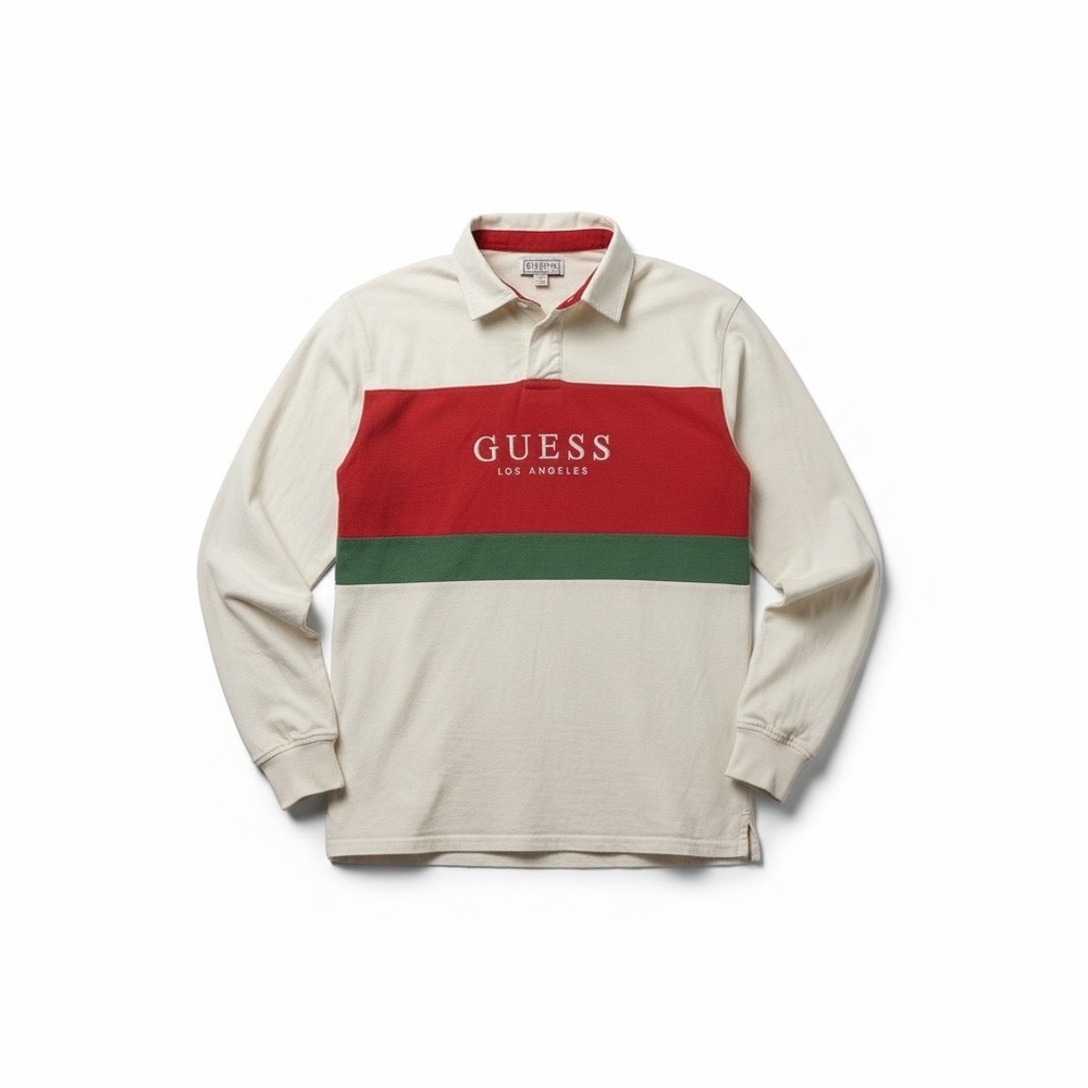 Guess Long Sleeve Tee in Red and White